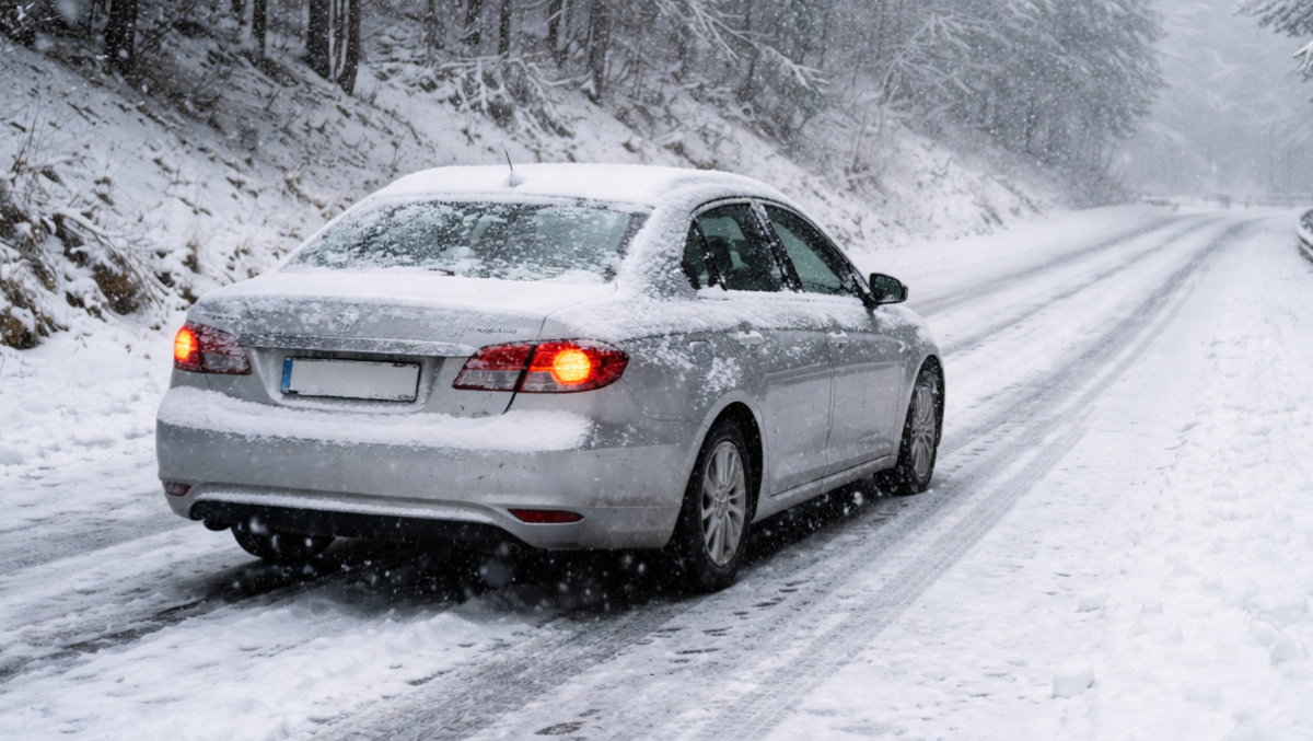 Auto fuori strada in Alta Valmarecchia, alberi caduti a Rimini: maltempo, è conta dei danni - Auto bloccata sulla neve REPERTORIO