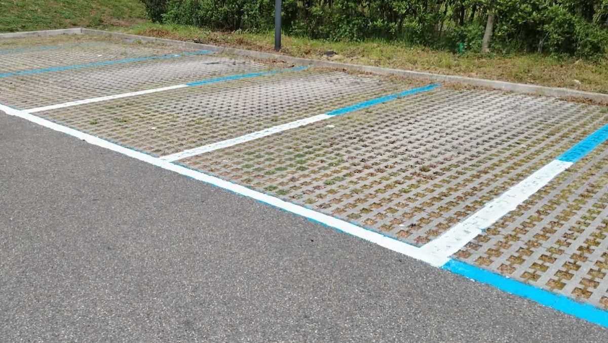Santarcangelo, bravata nel parcheggio: vernice bianca sulle strisce blu appena realizzate - foto dal gruppo Fb "Santarcangelo e dintorni" @LorisDall'Acqua