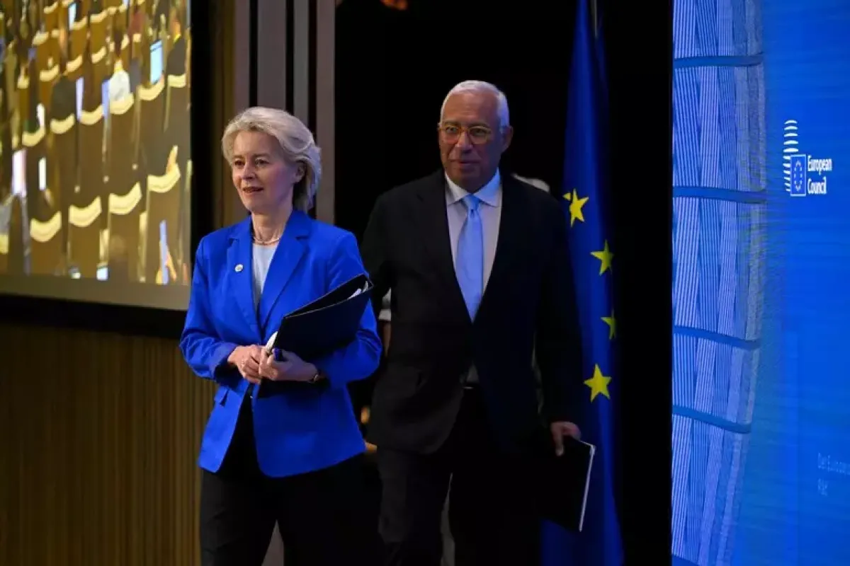 Proroga del recovery e scorporo dell’energia: scontro e nuove dinamiche al vertice di Cipro - Ursula von der Leyen e Antonio Costa © Ansa