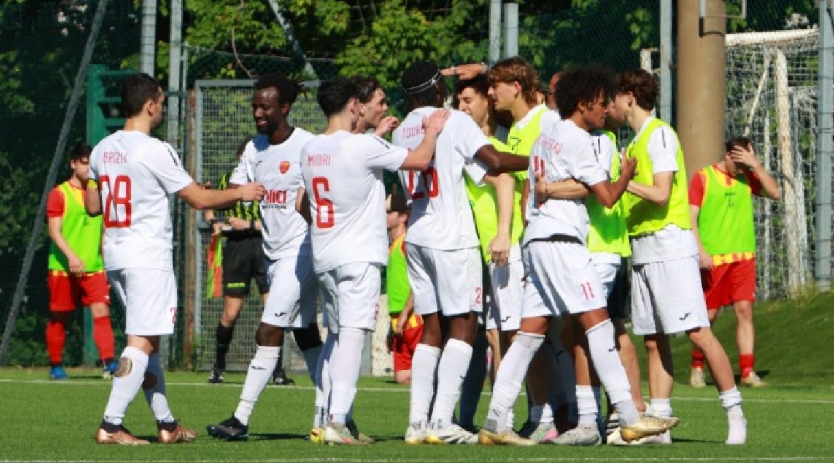 Calcio RSM, vittorie di misura per Folgore e La Fiorita - L'esultanza Folgore (FSGC/Novelli)