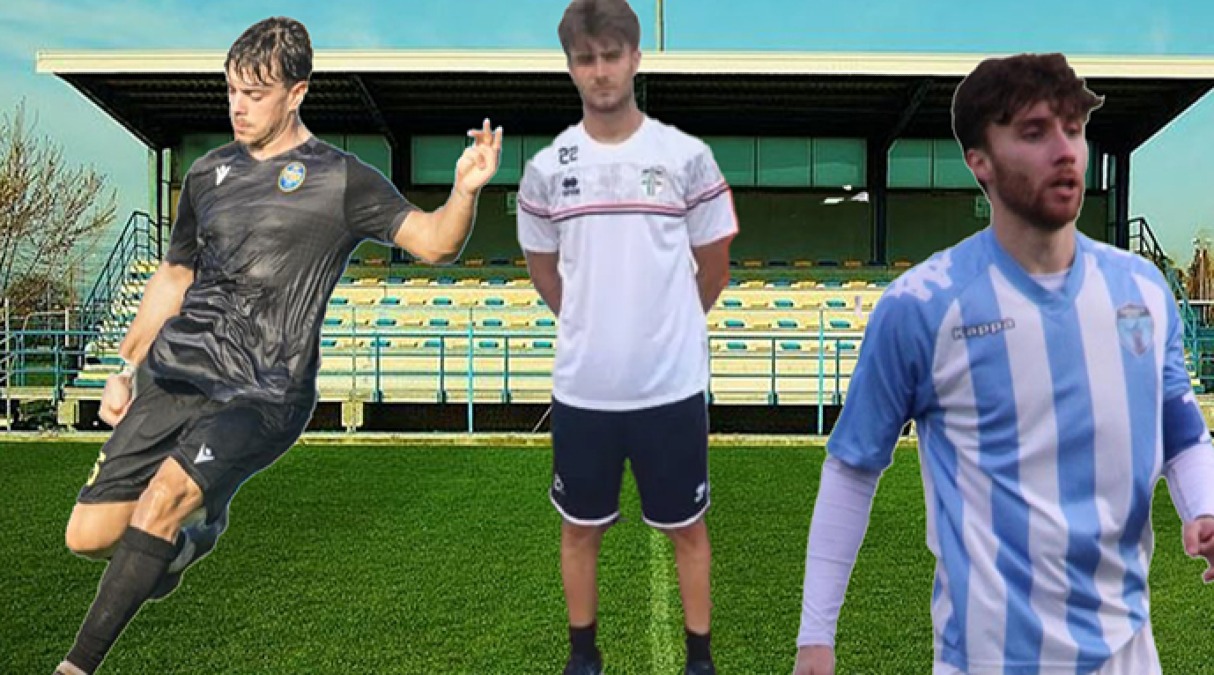 Calcio, Gabicce Gradara: per la difesa Gabrielli, Maggioli e Cecchi - da sx Gabrielli, Maggioli, Cecchi