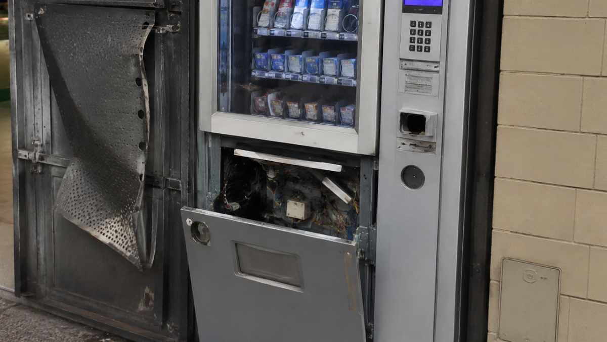 Santarcangelo, svuotano distributore automatico della tabaccheria con un uncino artigianale - Distributore automatico di sigarette danneggiato REPERTORIO