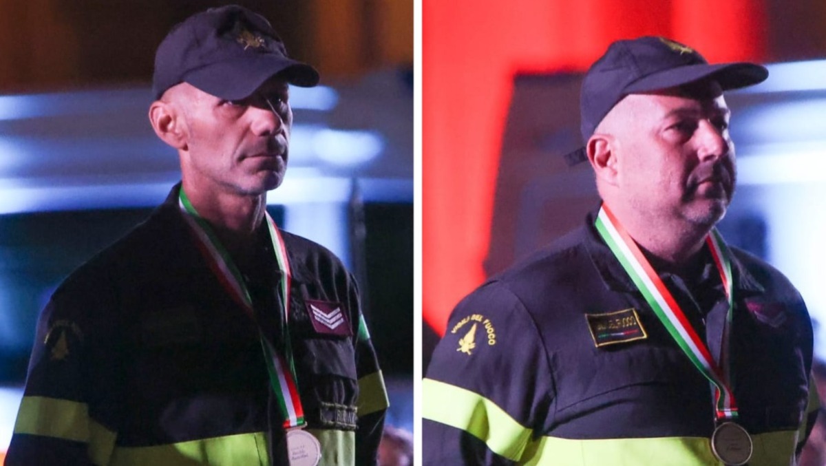 Davide Bartolini e Luca Urbinati: salvarono due persone, premiati i due Vigili del Fuoco - Da sinistra: Davide Bartolini e Luca Urbinati
