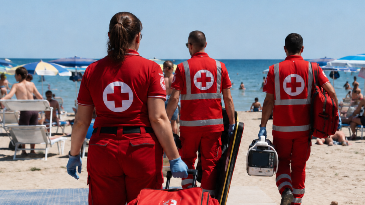 Colto da malore mentre è in acqua: turista perde la vita in spiaggia a Rimini - Malore in spiaggia, decesso, personale 118 REPERTORIO