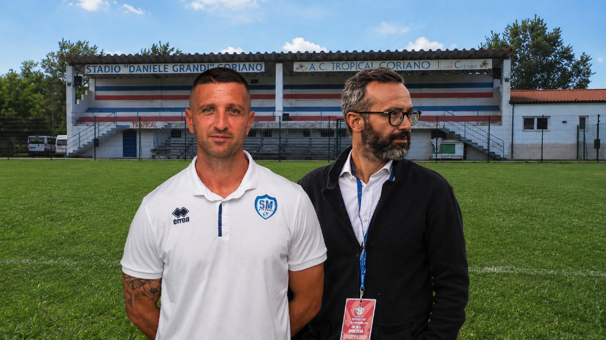 Calcio, Tropical Coriano ripescato in serie D - Il tecnico Roberto Di Maio e il ds Matteo Guiducci