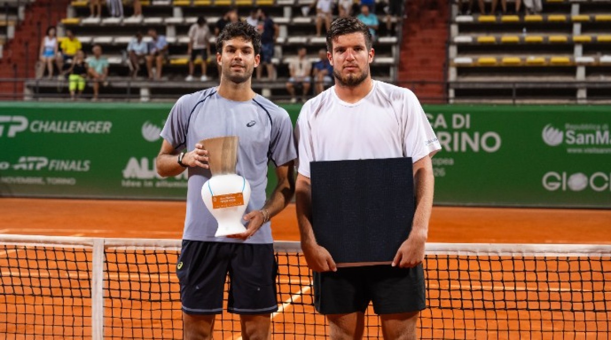 Tennis, San Marino Open: hurrà dell'argentino Diaz Acosta - Da sx Facundo Diaz Acosta e Mili Poljicak