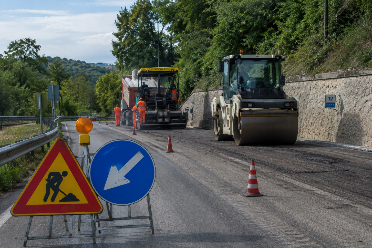 Asfalto sulla Provinciale Uso: la strada all'altezza di via Andrea Costa a Santarcangelo chiusa nella notte di venerdì - Foto di archivio