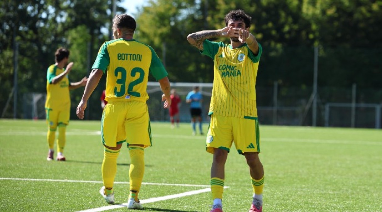 Calcio RSM: Cosmos senza freni, Folgore a punteggio pieno - L'esultanza della Cosmos (foto FSGC/Montanari)