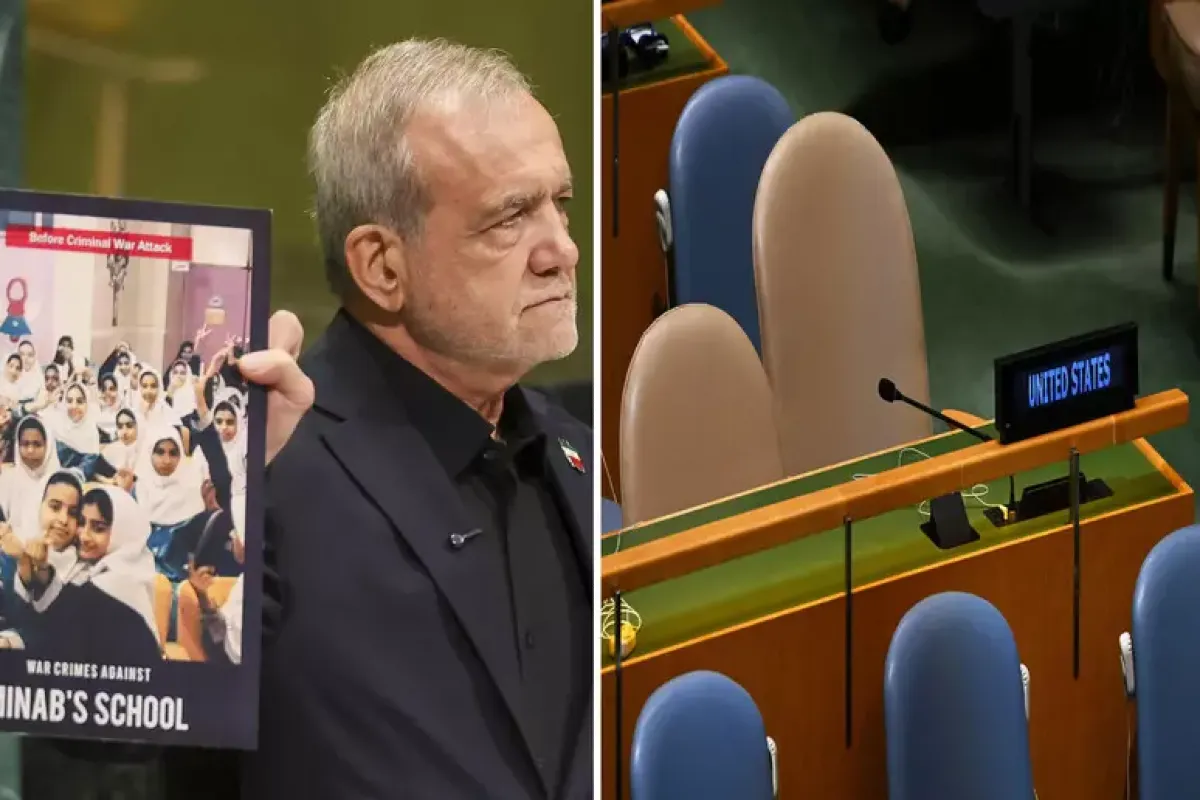Scontro Usa-Iran all’Onu, Pezeshkian mostra le foto dei bambini uccisi - 